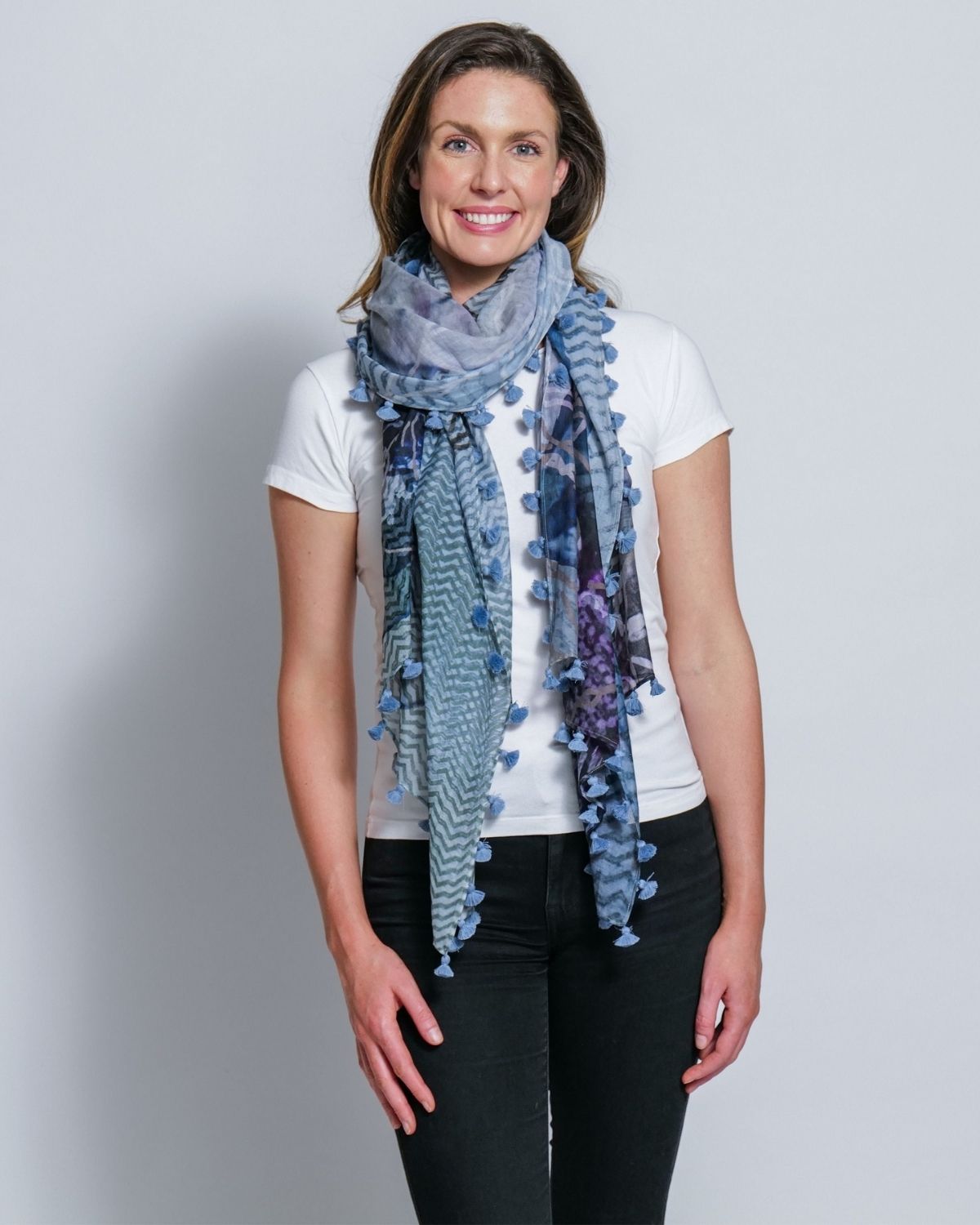POISE silk-cotton tassel scarf