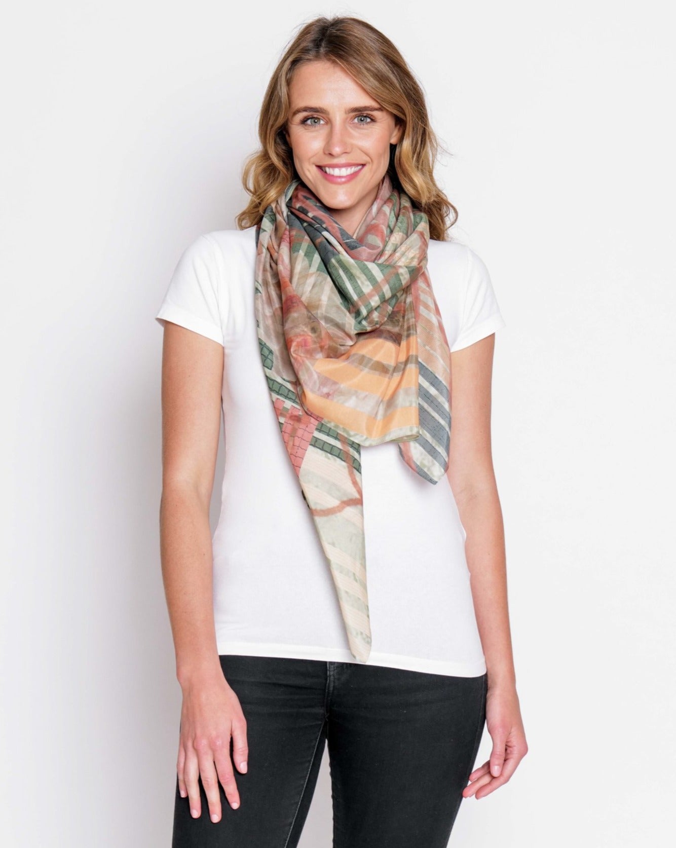 ONE STEP silk-cotton scarf