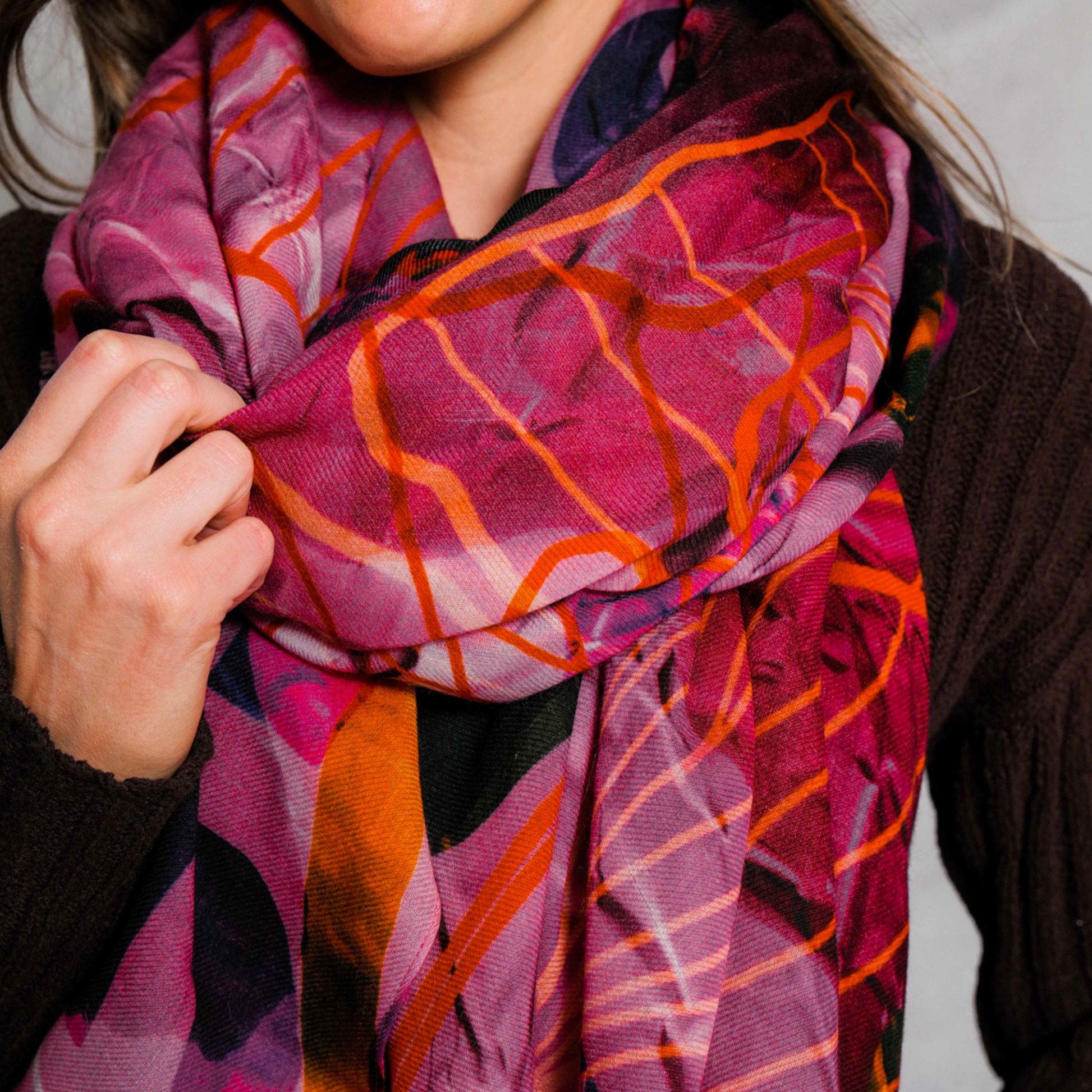 bright colourful pink orange scarf