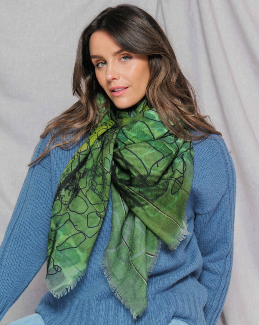 merino wool green scarf designed in melbourne australia 