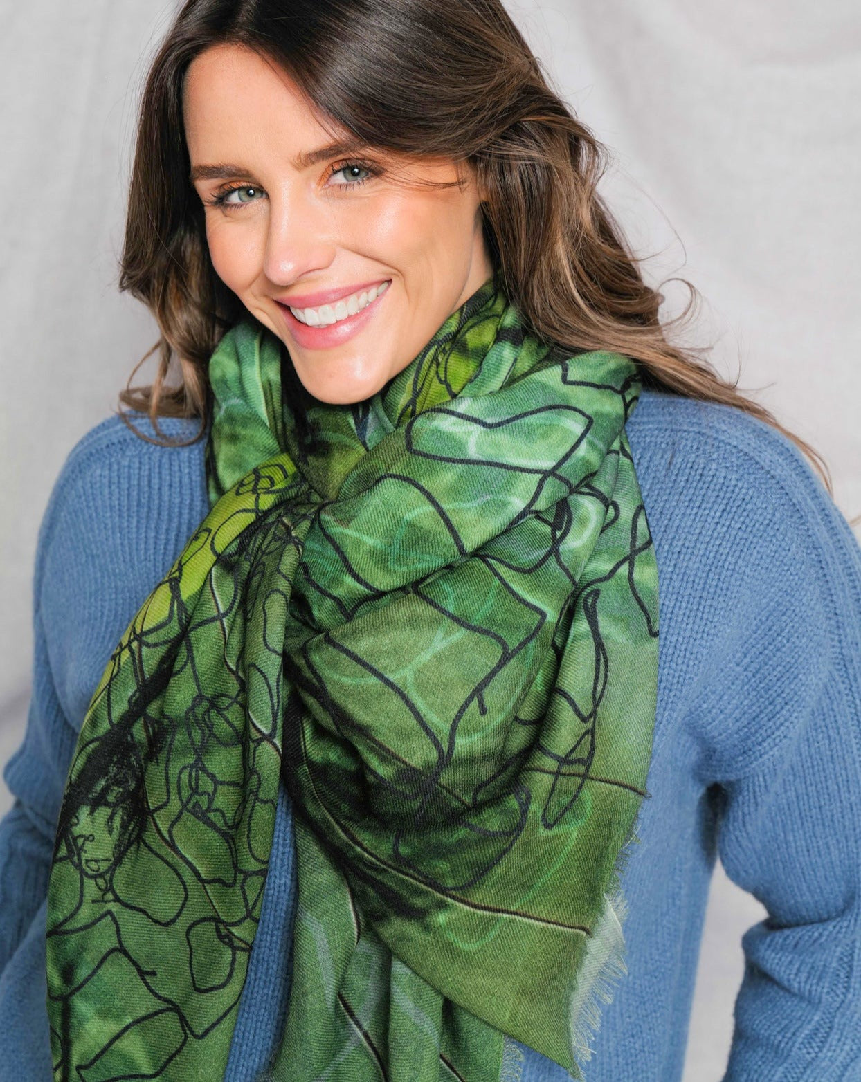 rich green merino wool scarf made in india