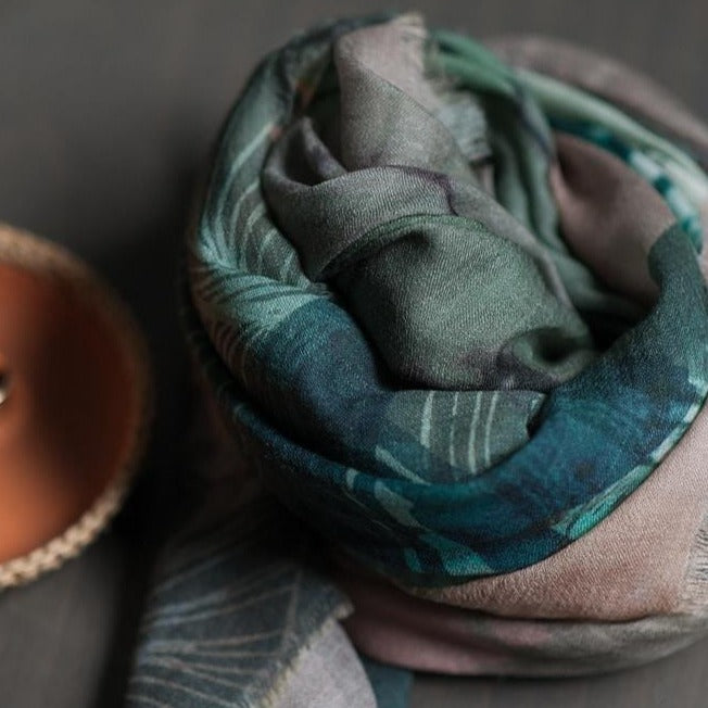 green wool scarf