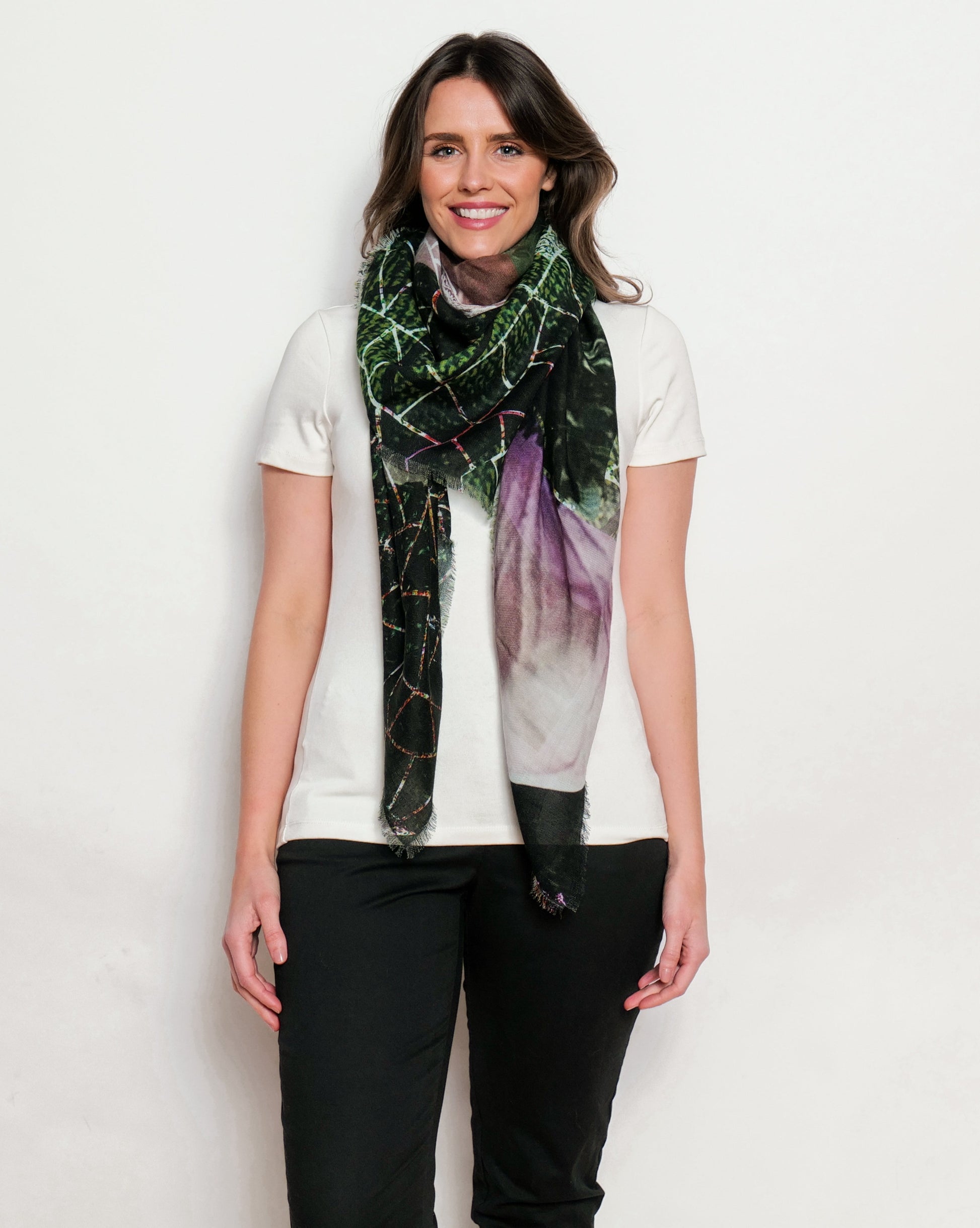 emerald green merino wool scarf made in india