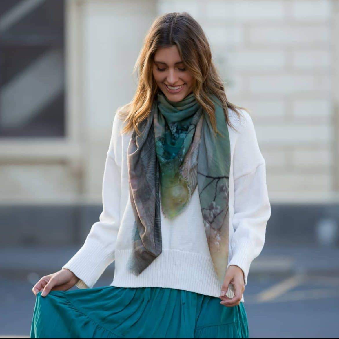 green wool scarf