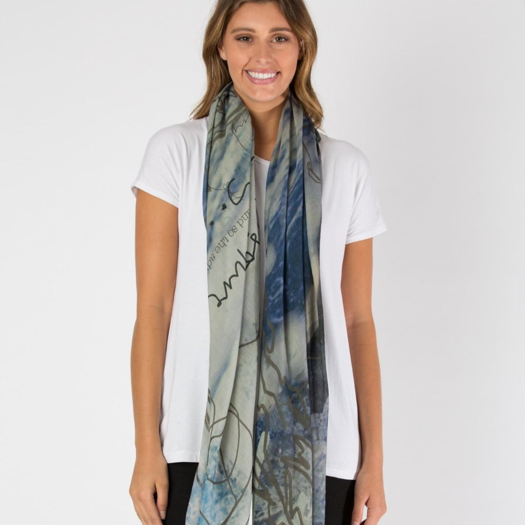 blue grey wool scarf