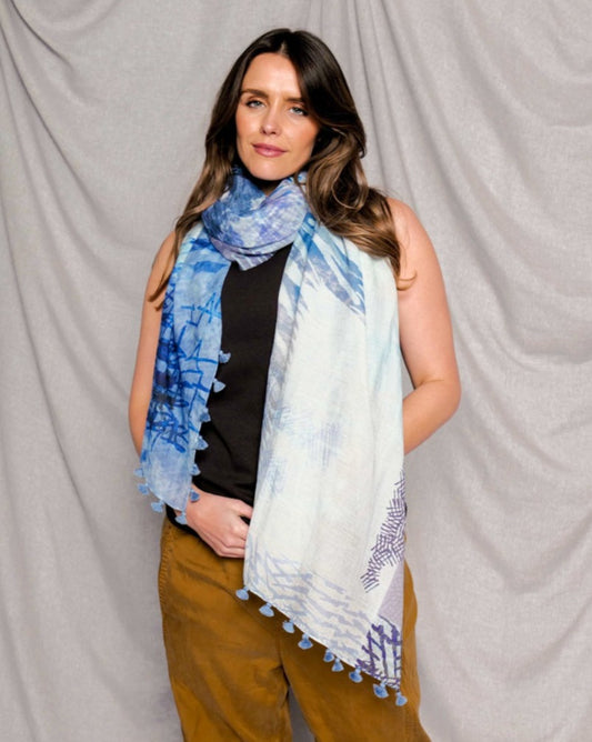 CHAOS silk-cotton tassel scarf