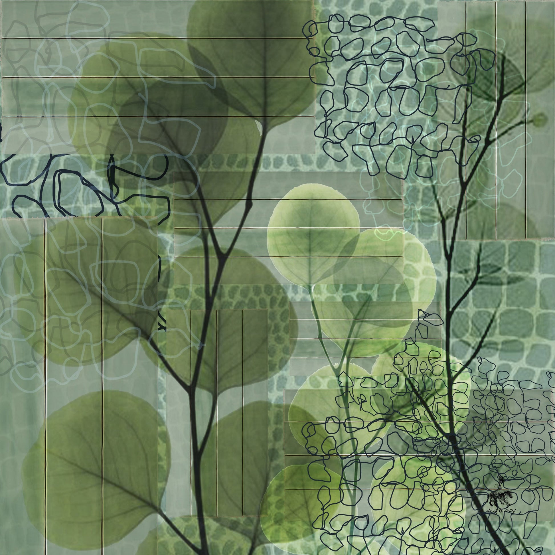 original print design green with leaves