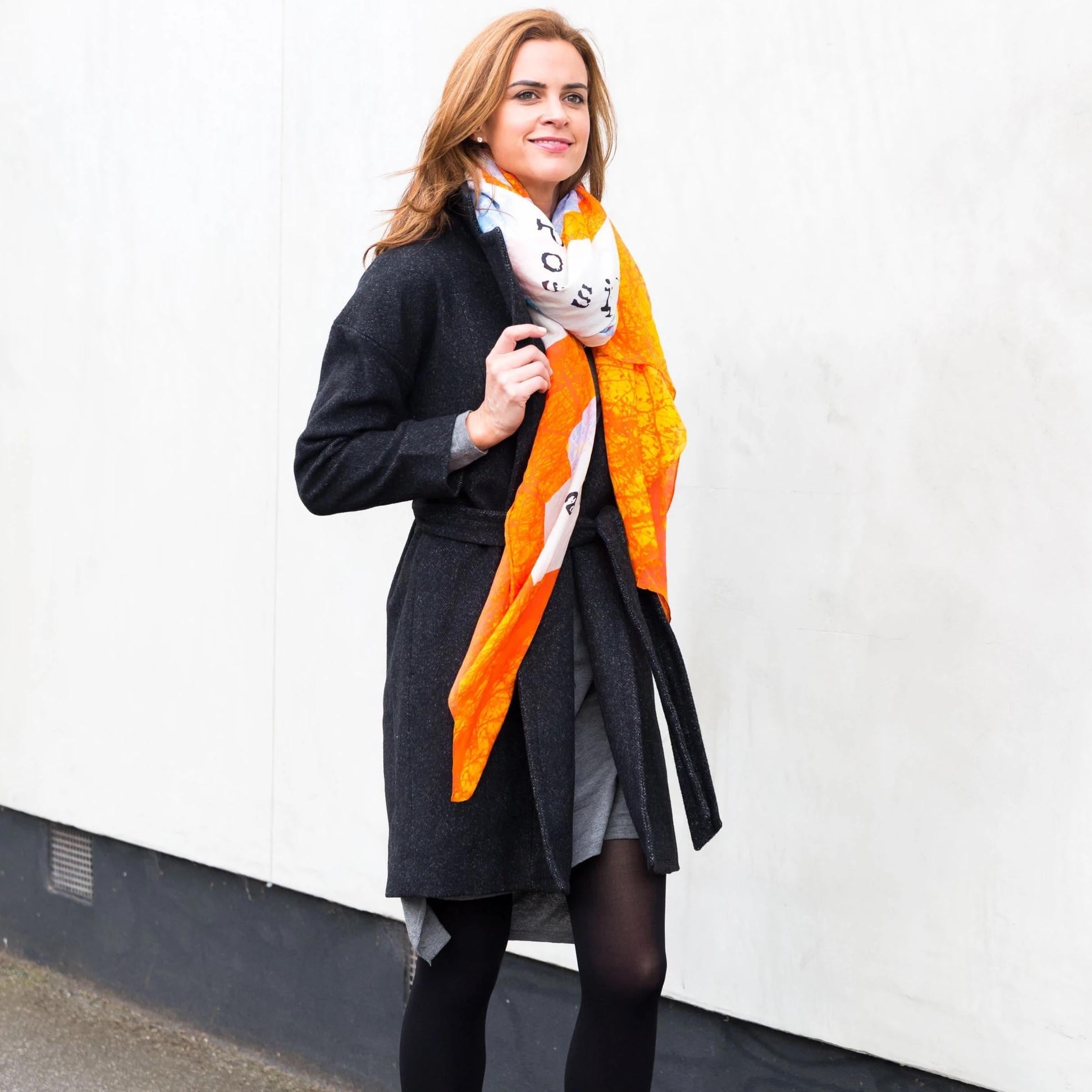 bright orange scarf