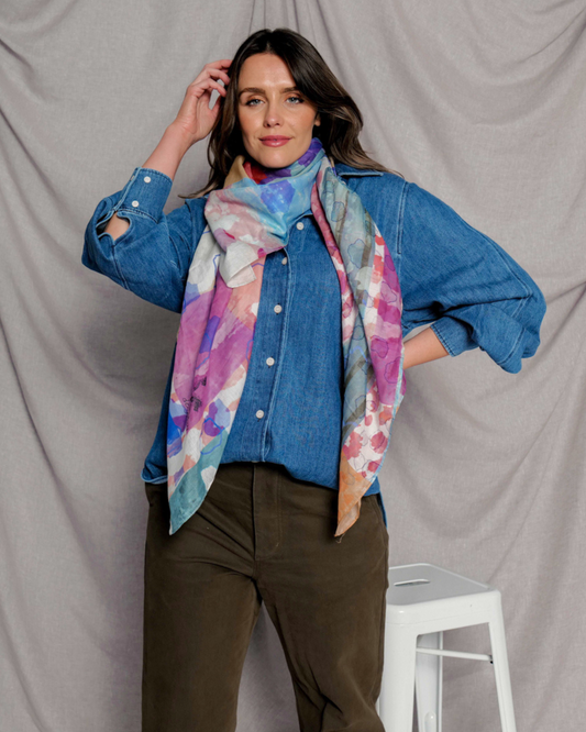 CONVIVIAL silk-cotton scarf