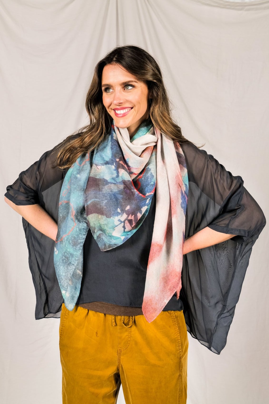 BARE silk-cotton scarf