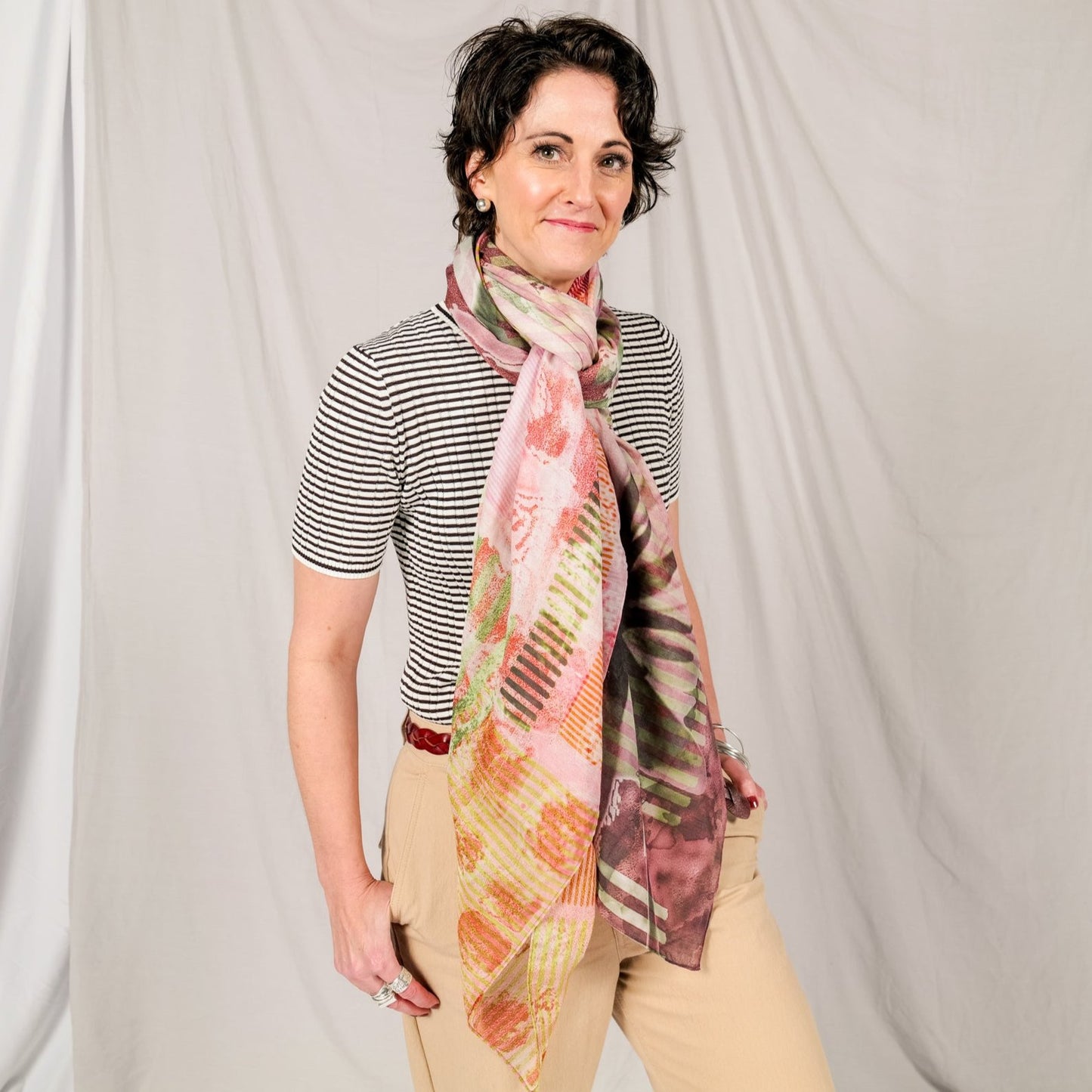 AIMER silk-cotton scarf