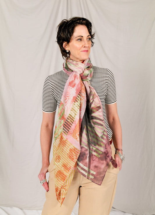 AIMER silk-cotton scarf