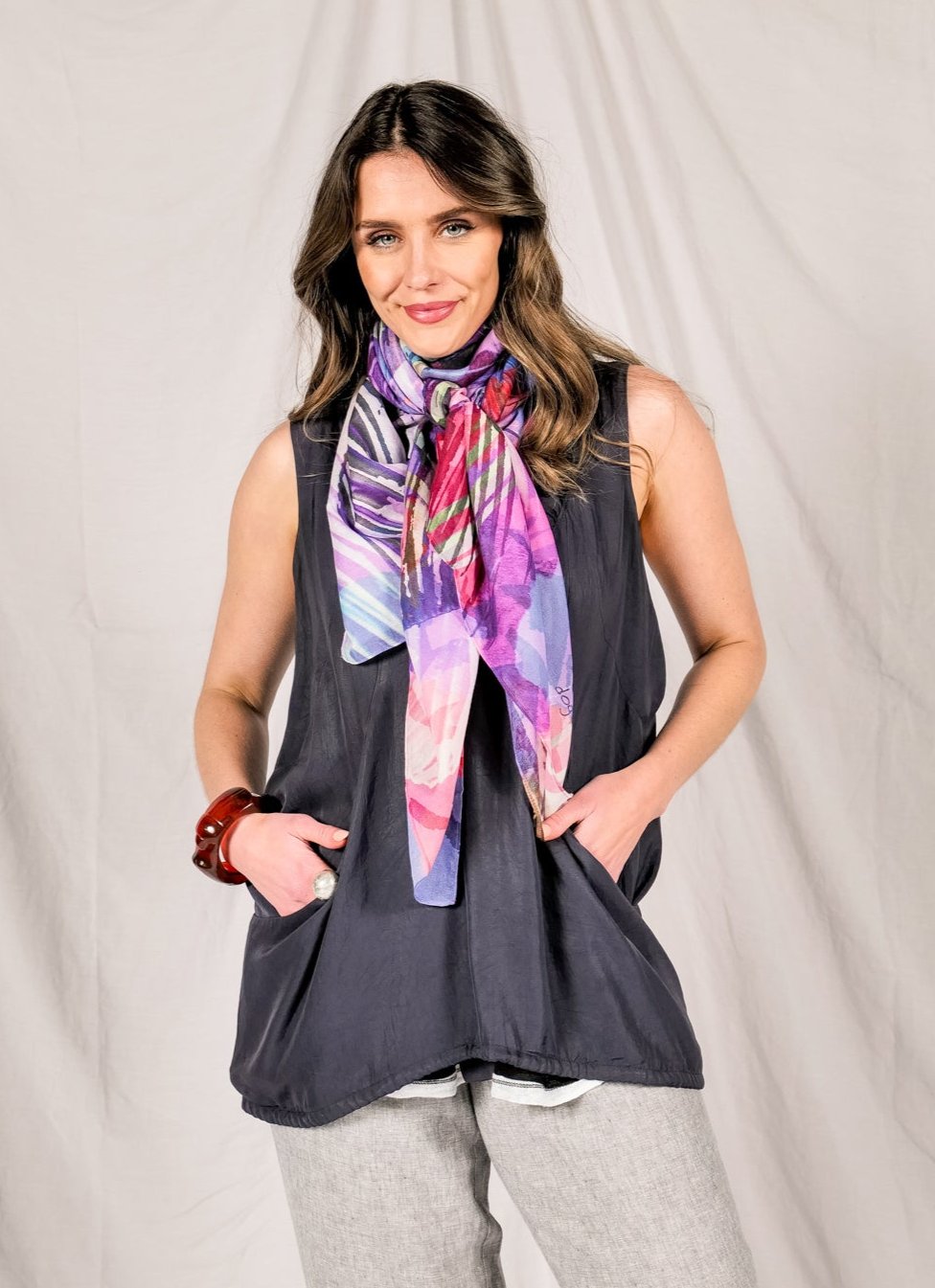 VERVE silk-cotton scarf