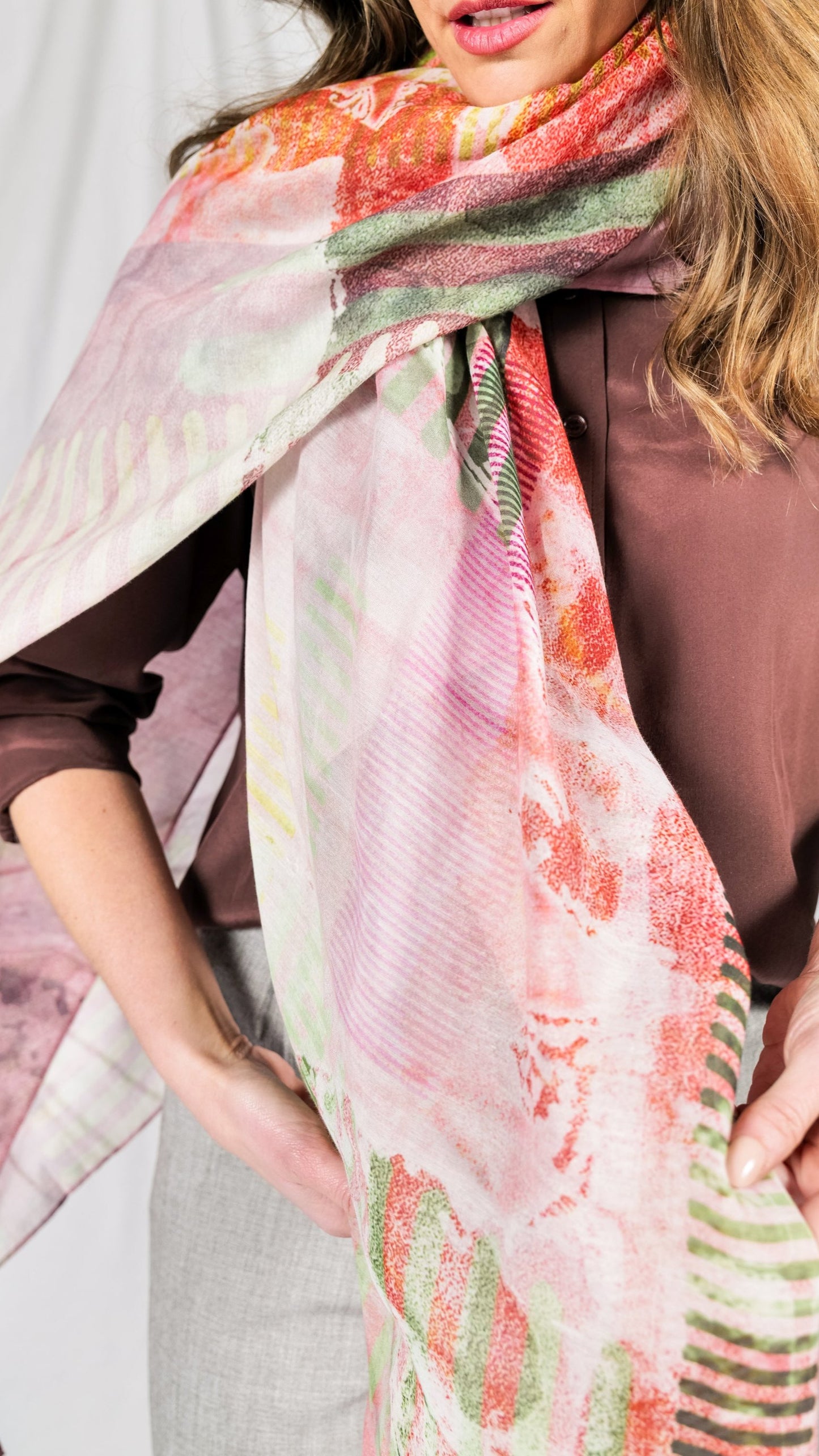 AIMER silk-cotton scarf