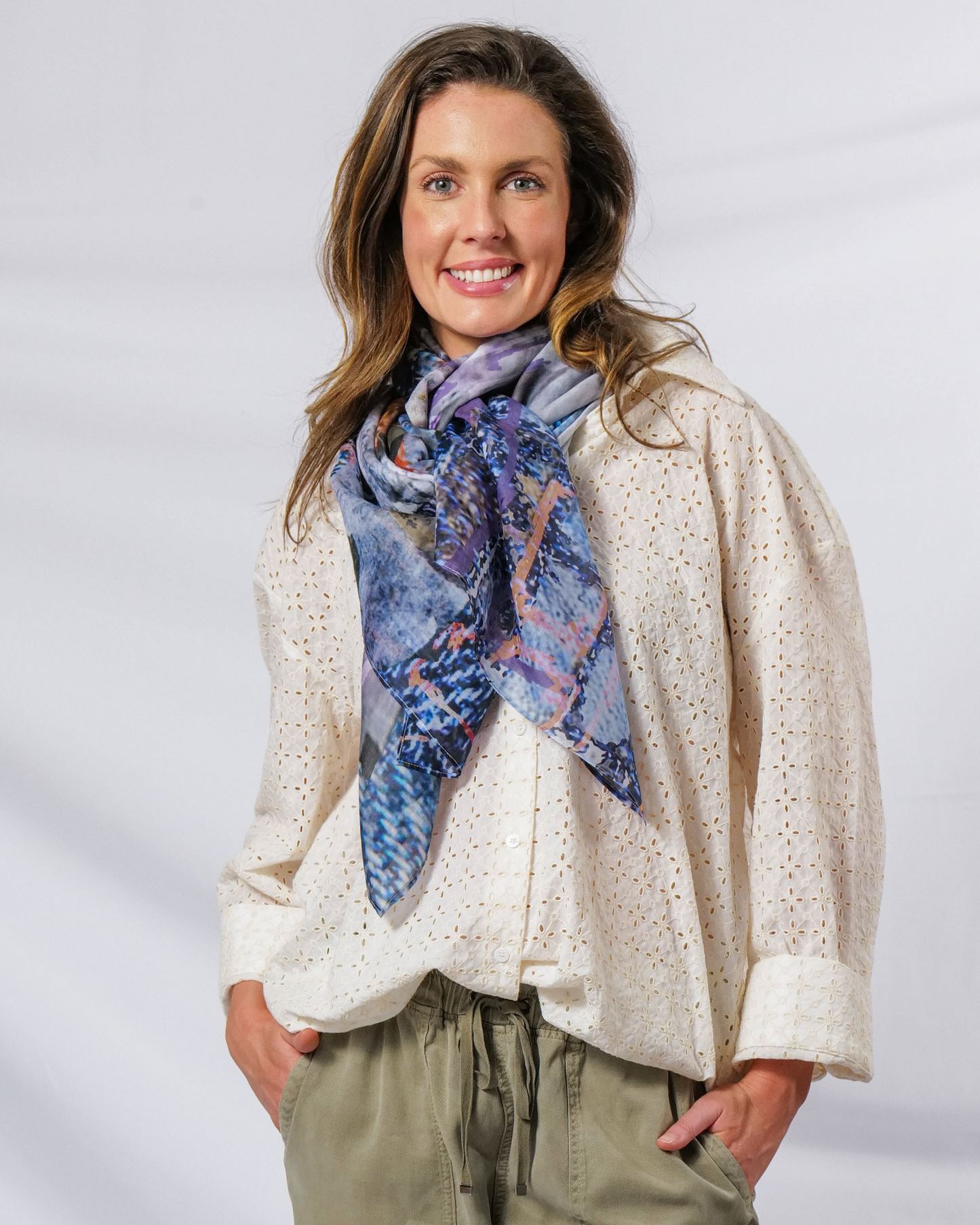 FLEUR silk-cotton scarf