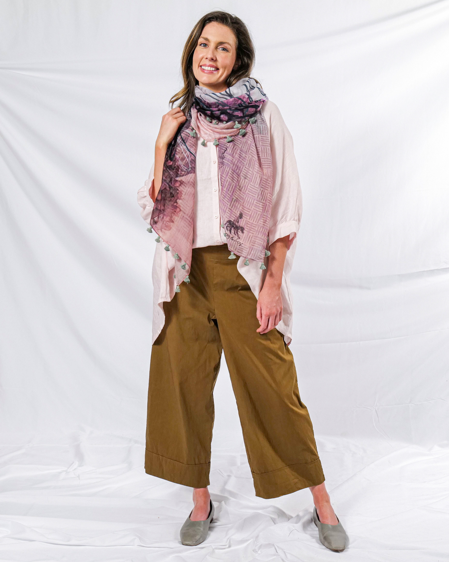 DAUNTLESS silk-cotton tassel scarf