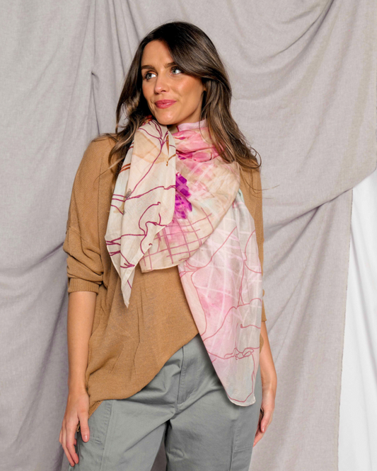 soft pink mint green scarf design made in india