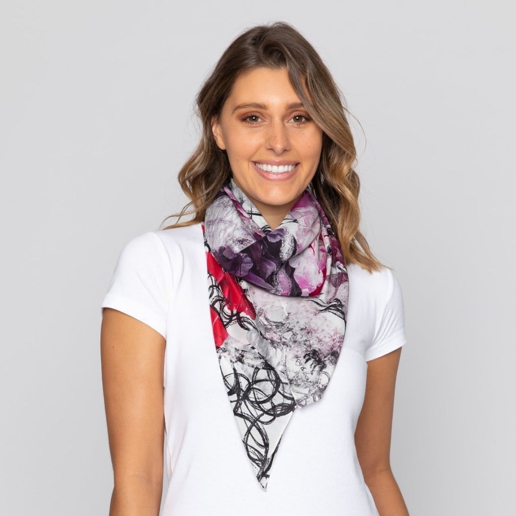 FLOS | peonies silk scarf (SAMPLE)