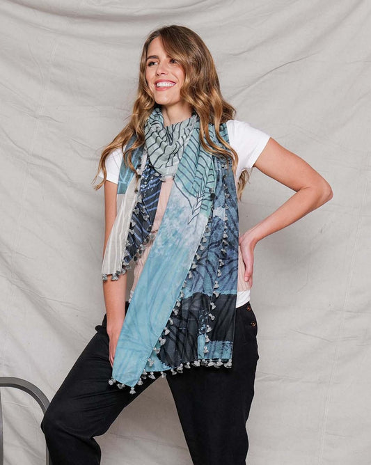 NOON silk-cotton tassel scarf