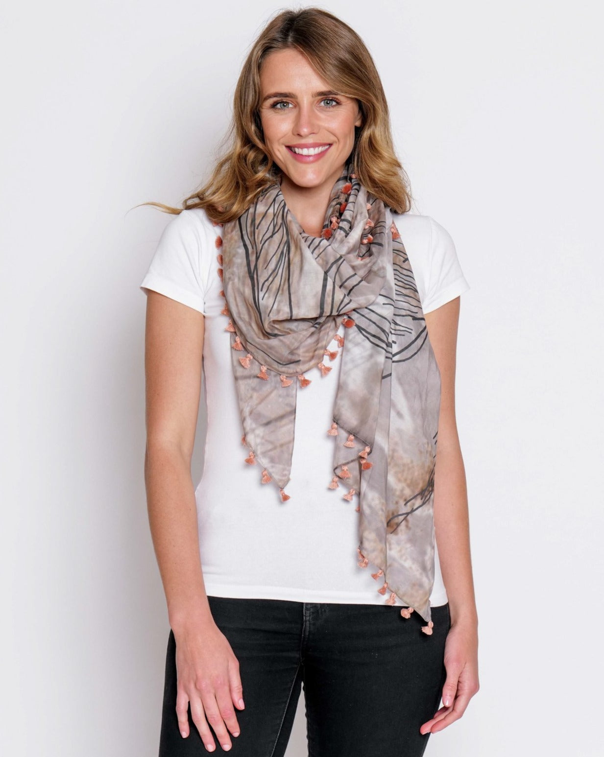 NIGHT silk-cotton tassel scarf