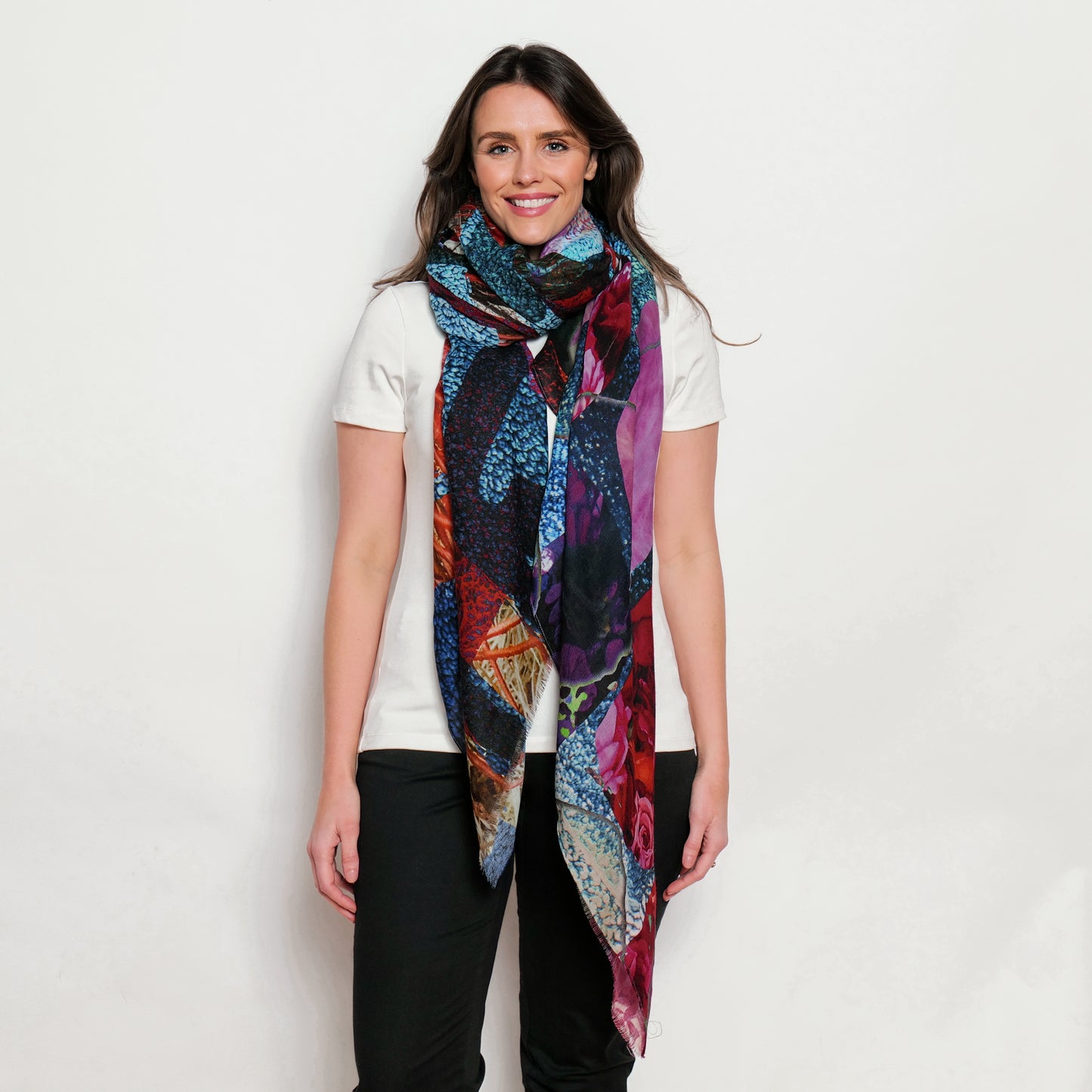 blue wool scarf made in india