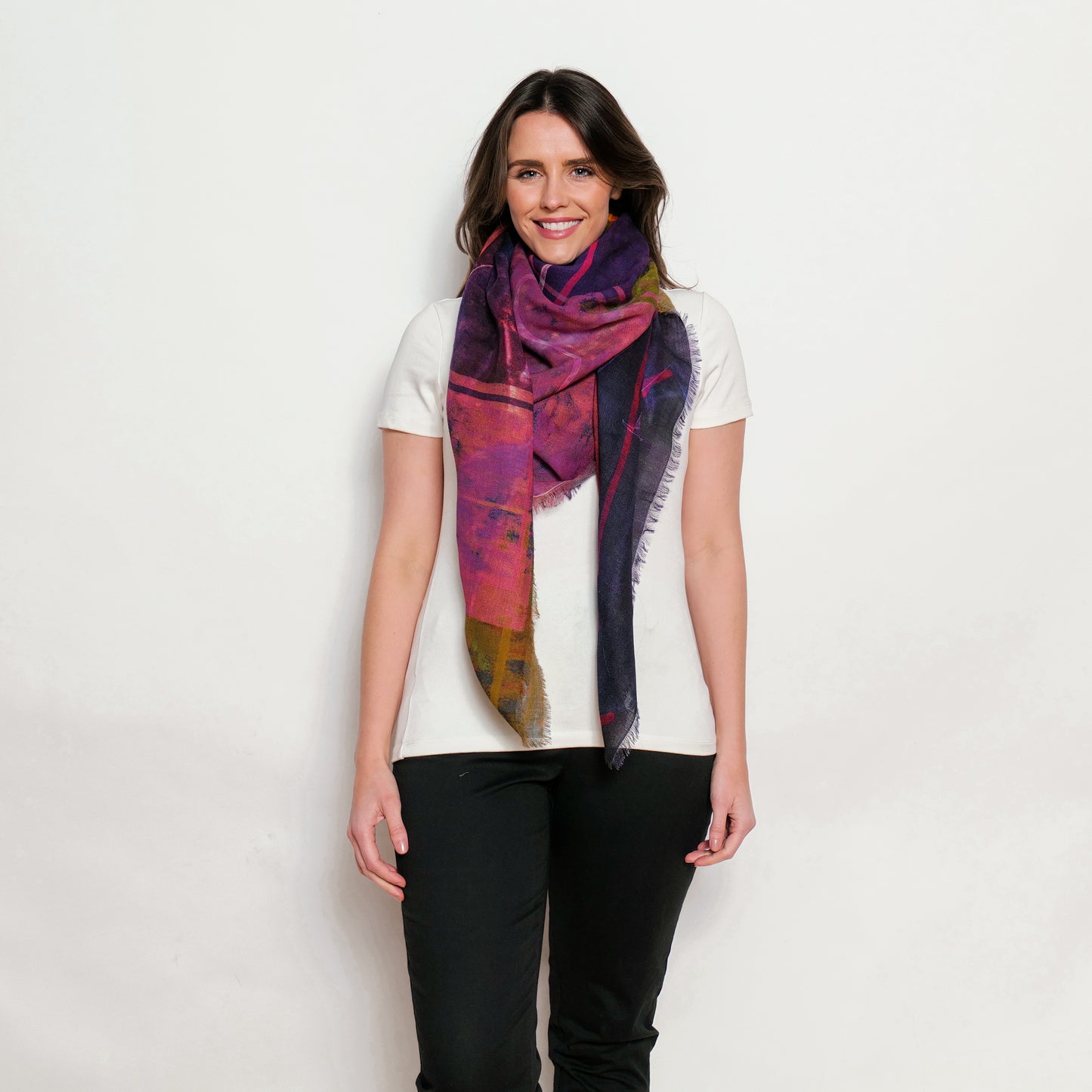 pink merino wool scarf made in india