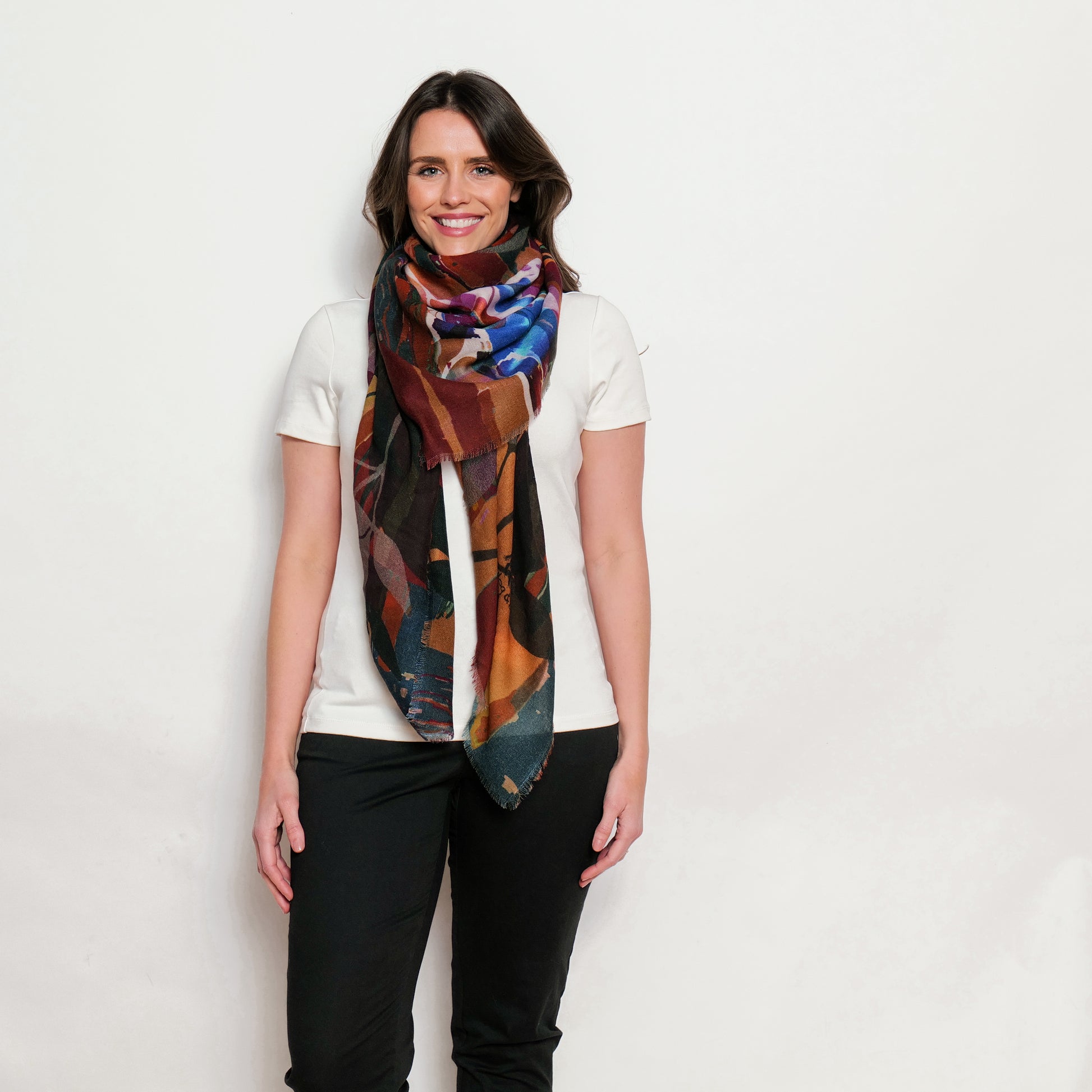 colourful merino wool scarf made in india