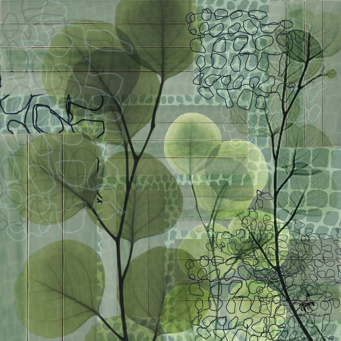 original print design green with leaves