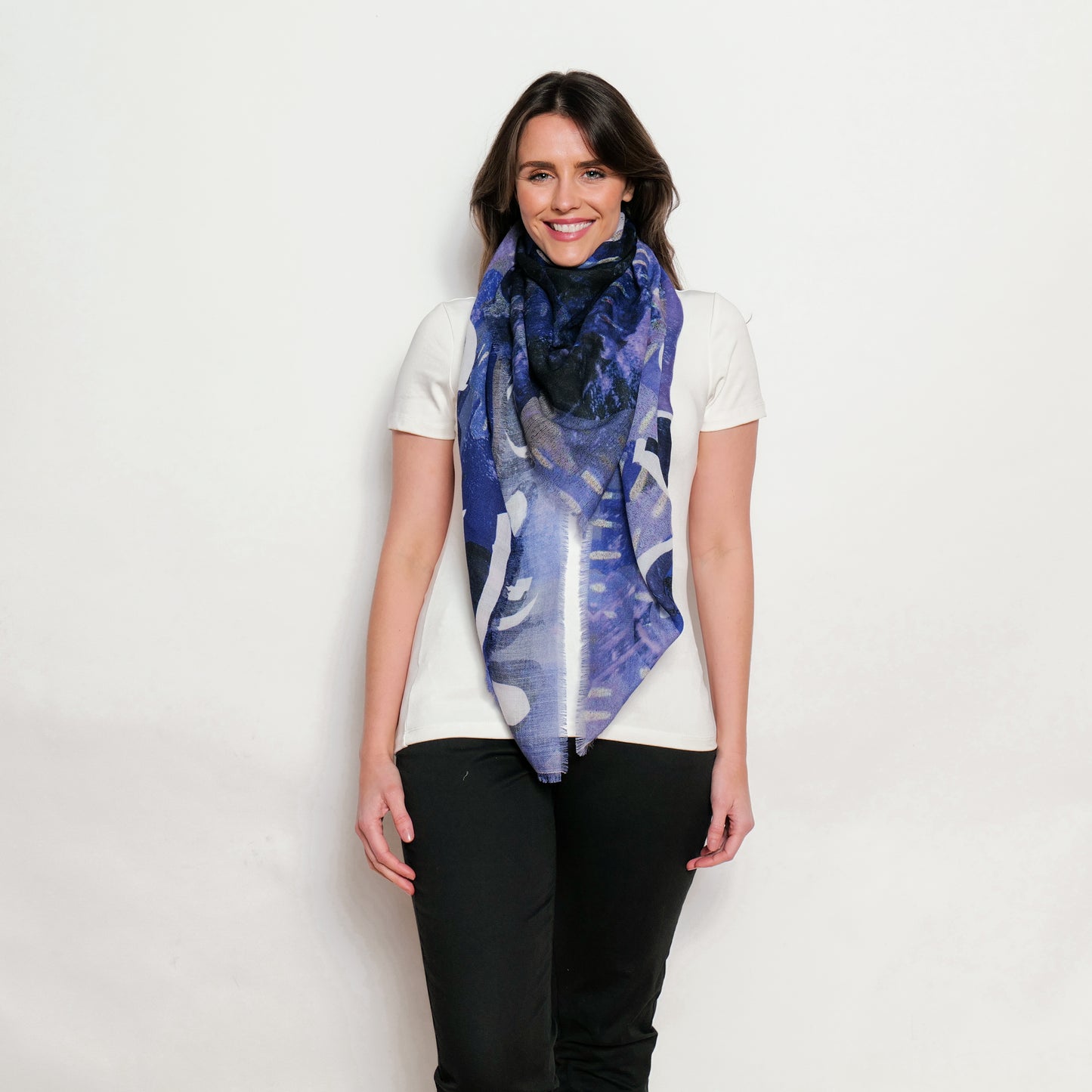 blue merino wool scarf designed in australia