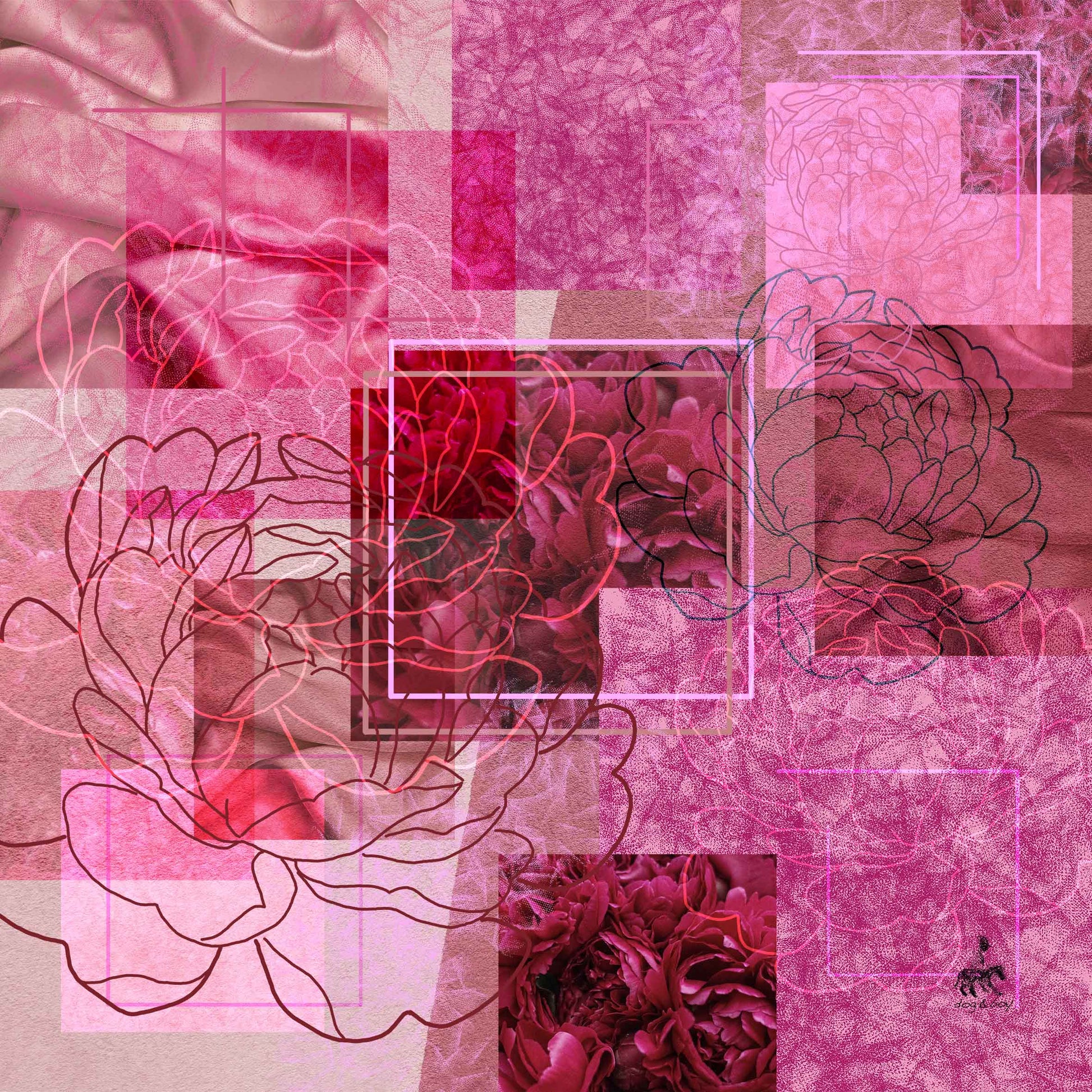 textile design print scarf in pink floral